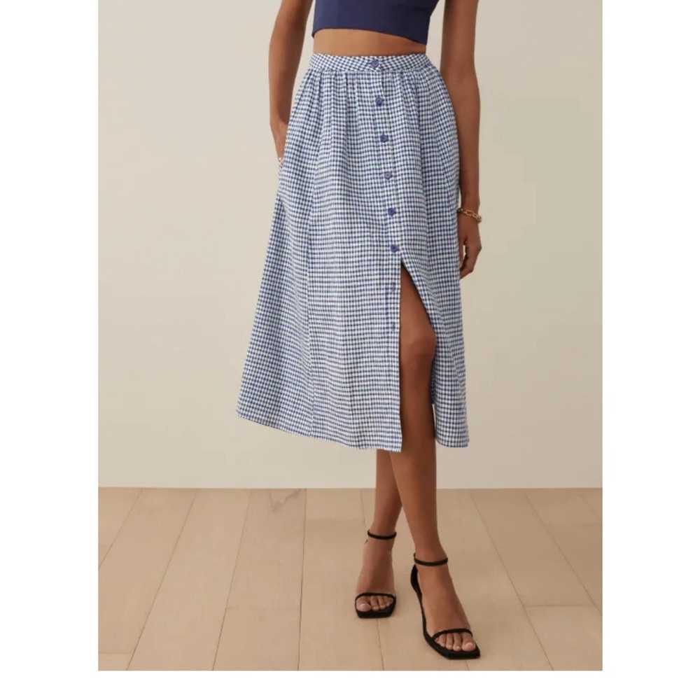 Reformation Plaid Midi skirt Size 2